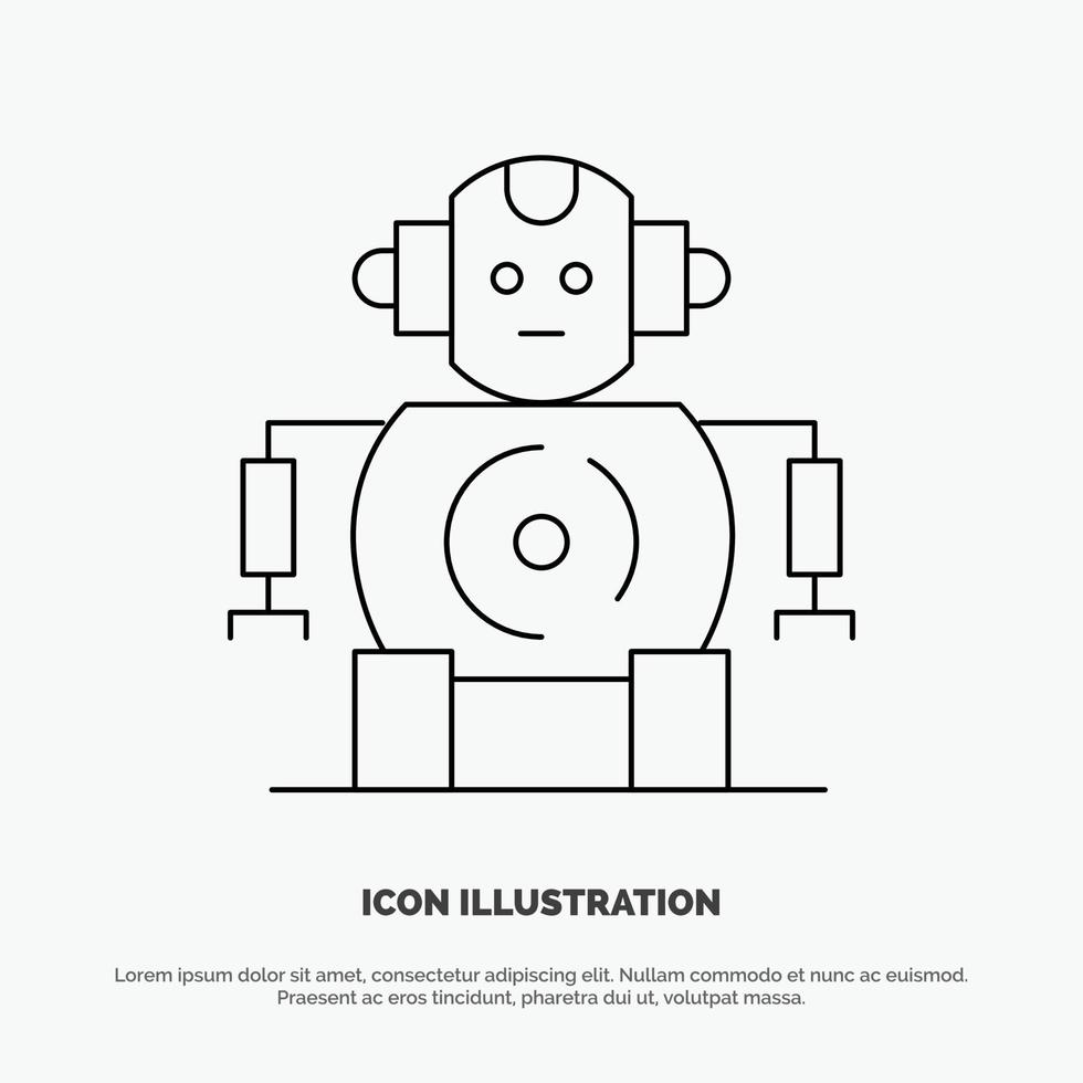 vector de icono de línea de tecnología de robótica cnc