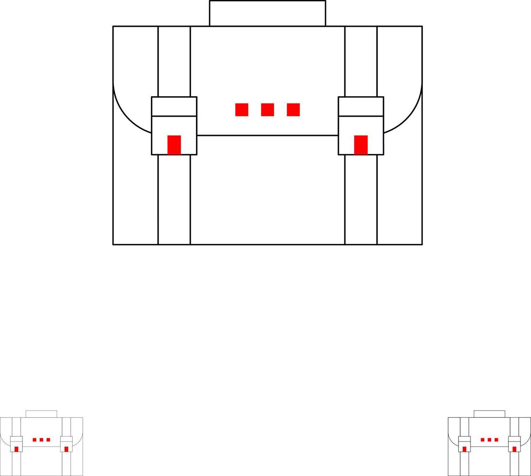 Briefcase Business Case Documents Marketing Portfolio Suitcase Bold and thin black line icon set vector