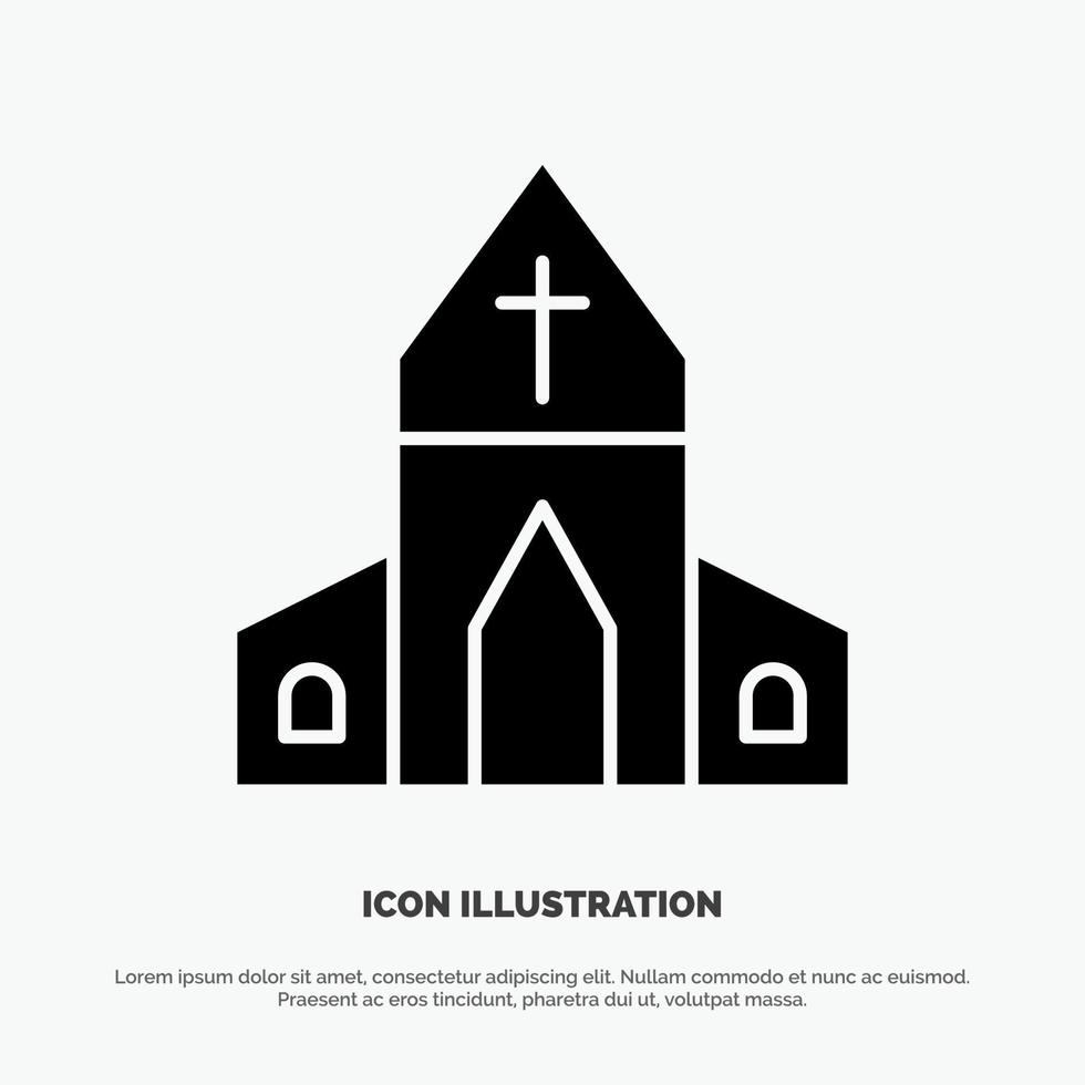 iglesia casa pascua cruz sólido glifo icono vector