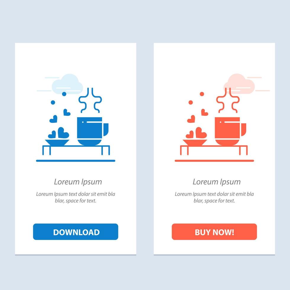 Tea Cup Hearts Love Loving Wedding  Blue and Red Download and Buy Now web Widget Card Template vector