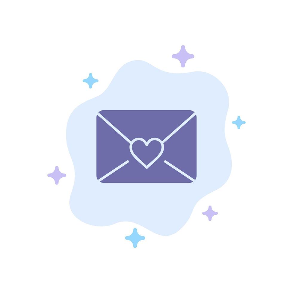 Mail Love Heart Blue Icon on Abstract Cloud Background vector