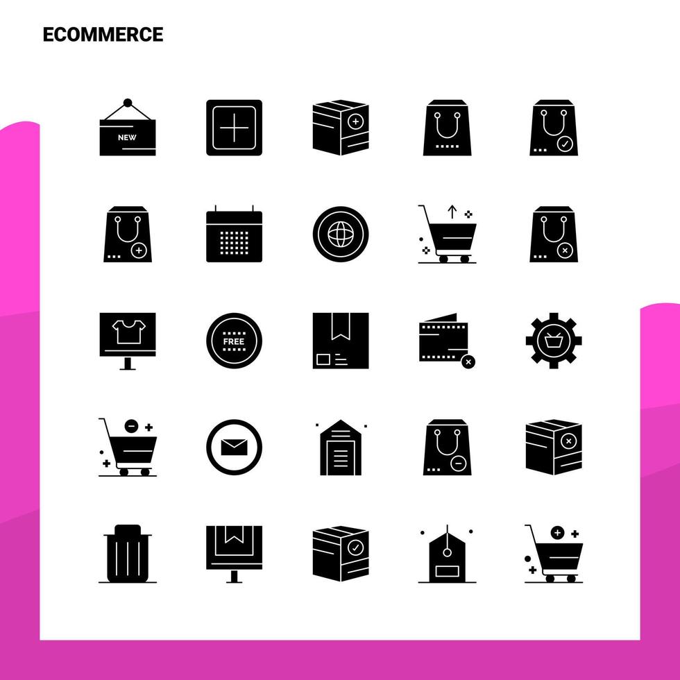 25 conjunto de iconos de comercio electrónico plantilla de ilustración de vector de icono de glifo sólido para ideas web y móviles para empresa comercial