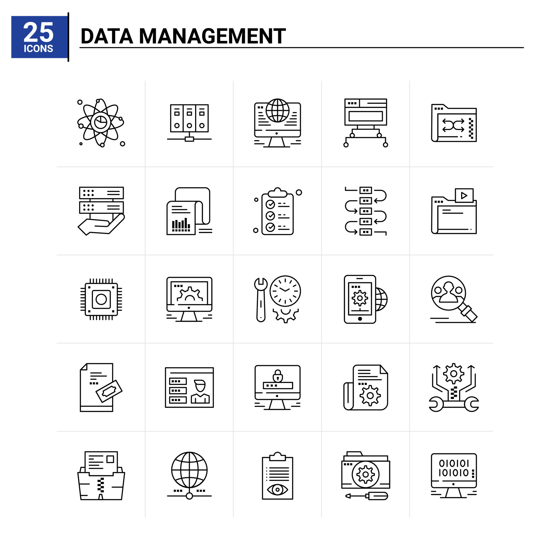 25 Data Management icon set vector background 19100532 Vector Art at ...