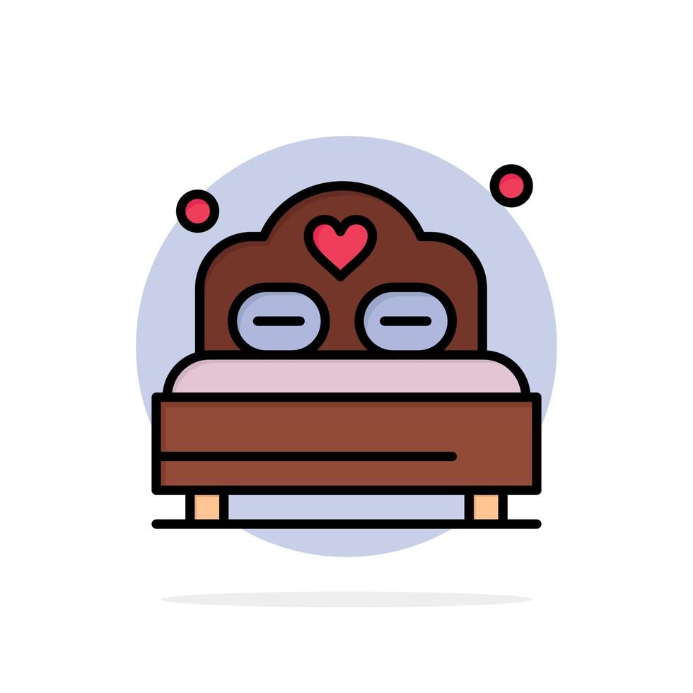 Bed Love Heart Wedding Abstract Circle Background Flat color Icon vector