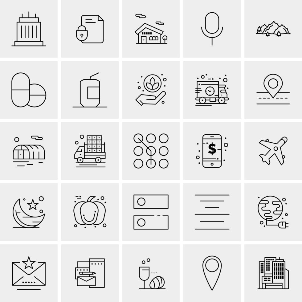 25 iconos de negocios universales vector ilustración de icono creativo para usar en proyectos relacionados con la web y dispositivos móviles