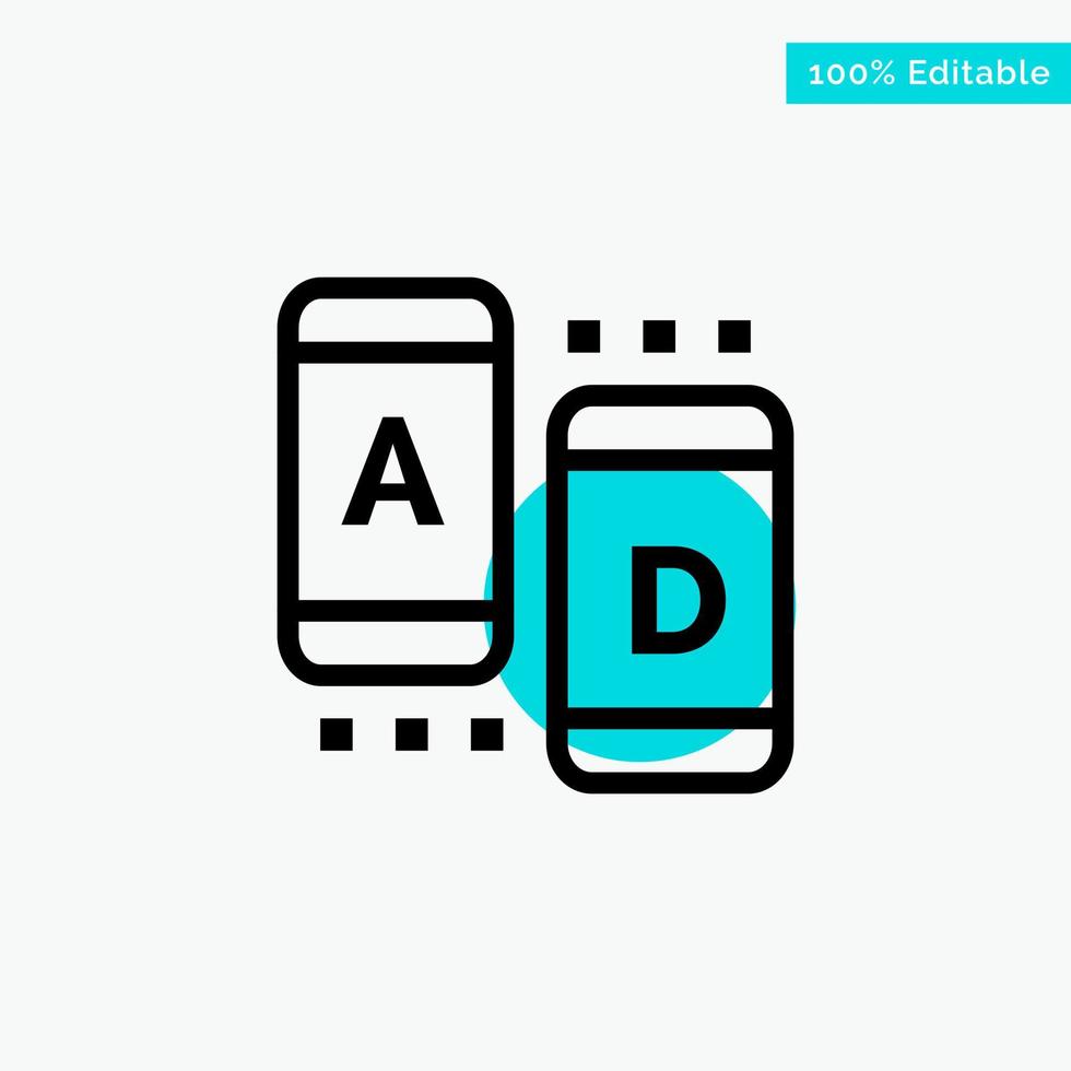 Ad Marketing Online Tablet turquoise highlight circle point Vector icon