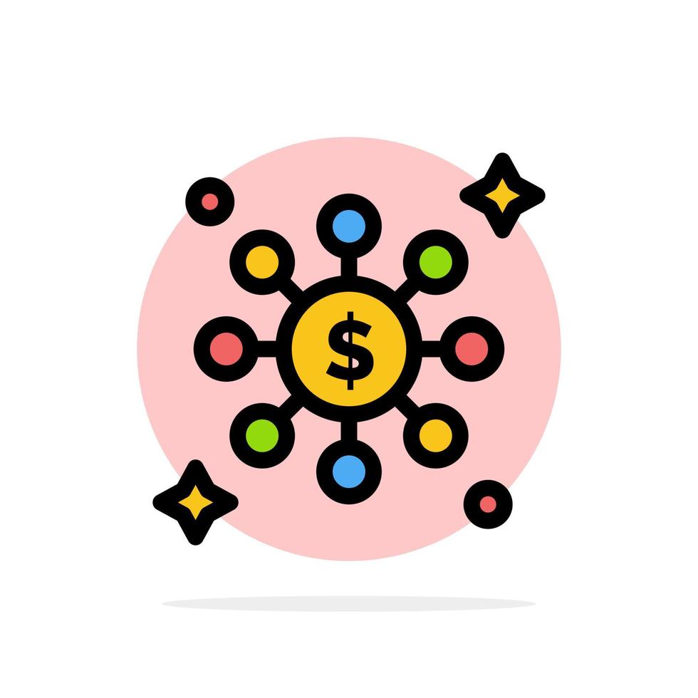 dólar compartir red círculo abstracto fondo color plano icono vector
