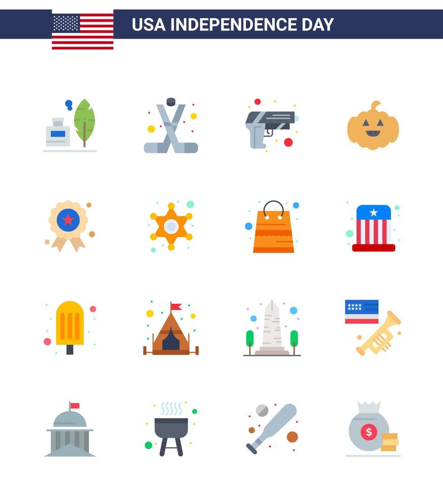 USA Independence Day Flat Set of 16 USA Pictograms of independece usa america american weapon Editable USA Day Vector Design Elements