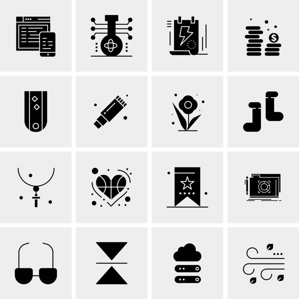 16 iconos de negocios universales vector ilustración de icono creativo para usar en proyectos relacionados con la web y dispositivos móviles