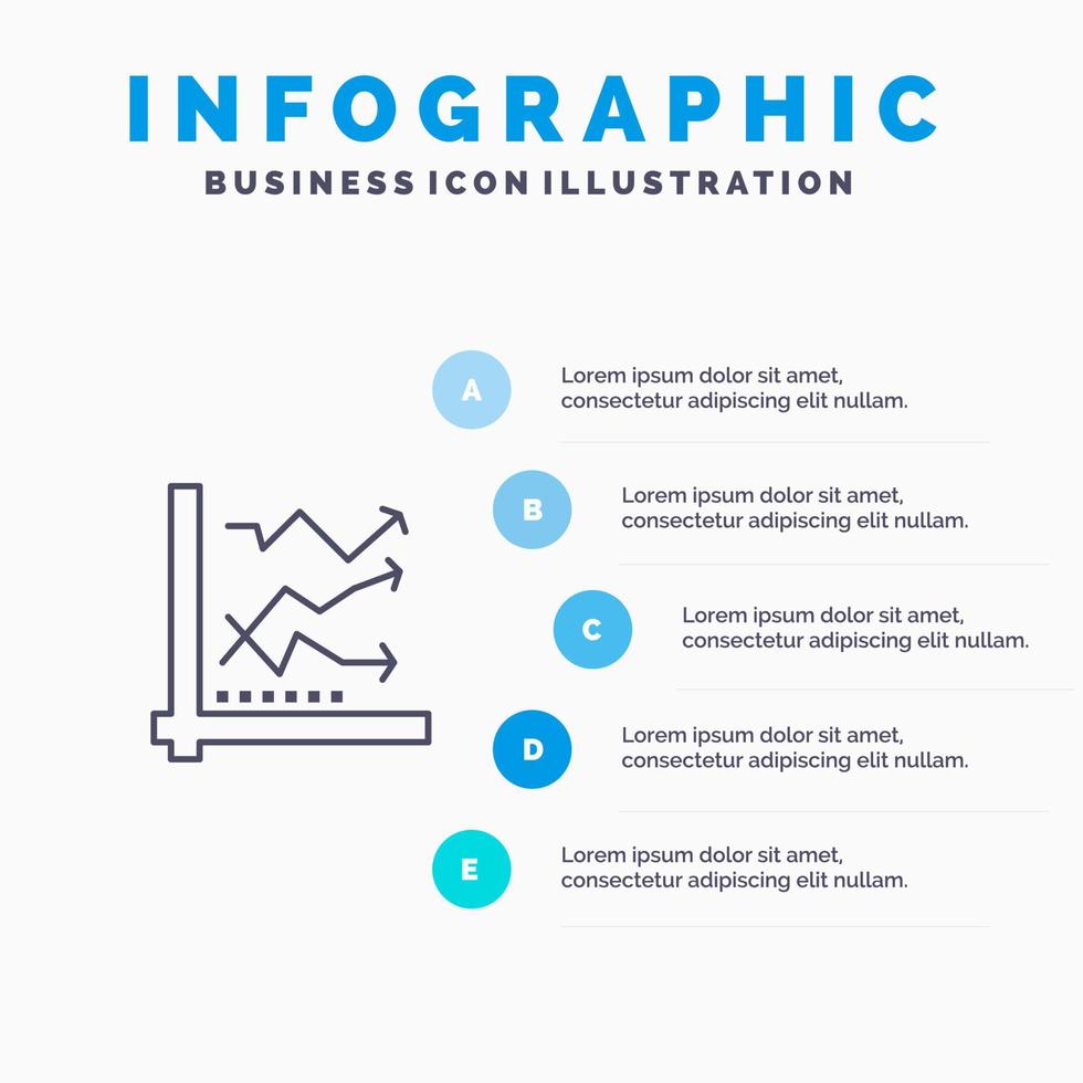 icono de línea de datos de gráfico de análisis analítico de análisis gráfico con fondo de infografía de presentación de 5 pasos vector