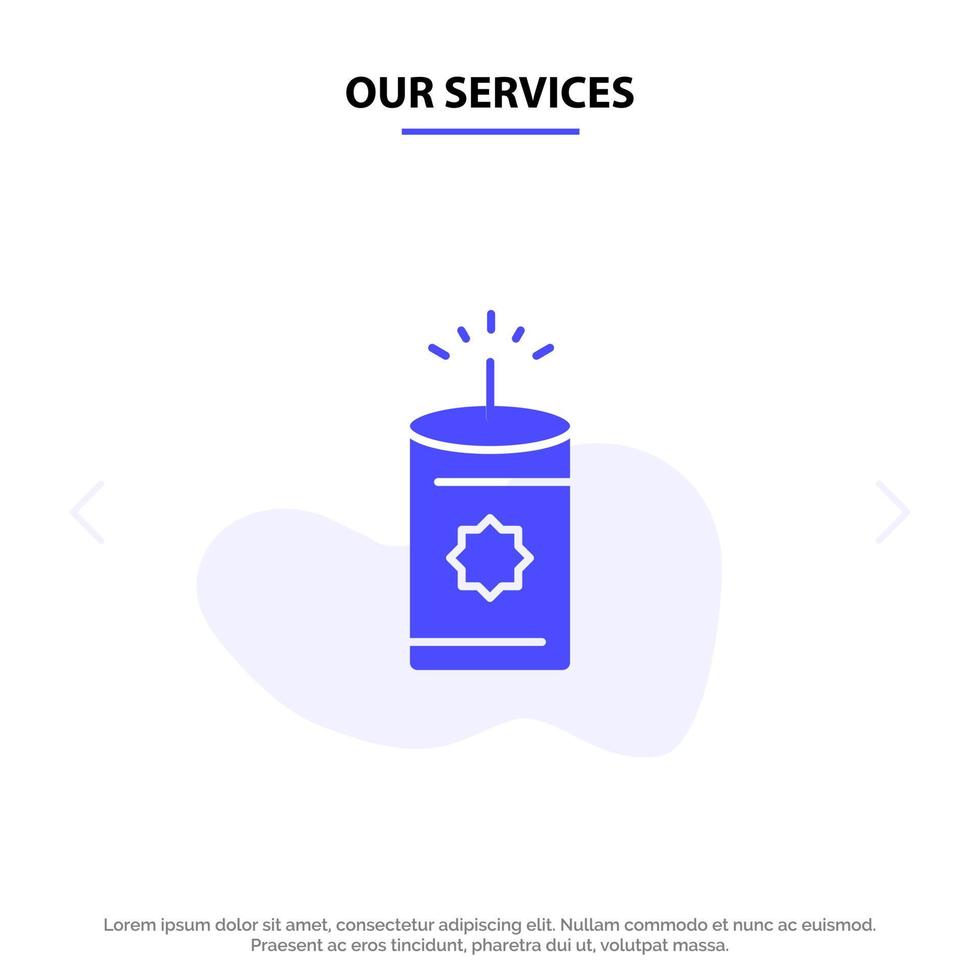 Our Services Candle China Chinese Solid Glyph Icon Web card Template vector