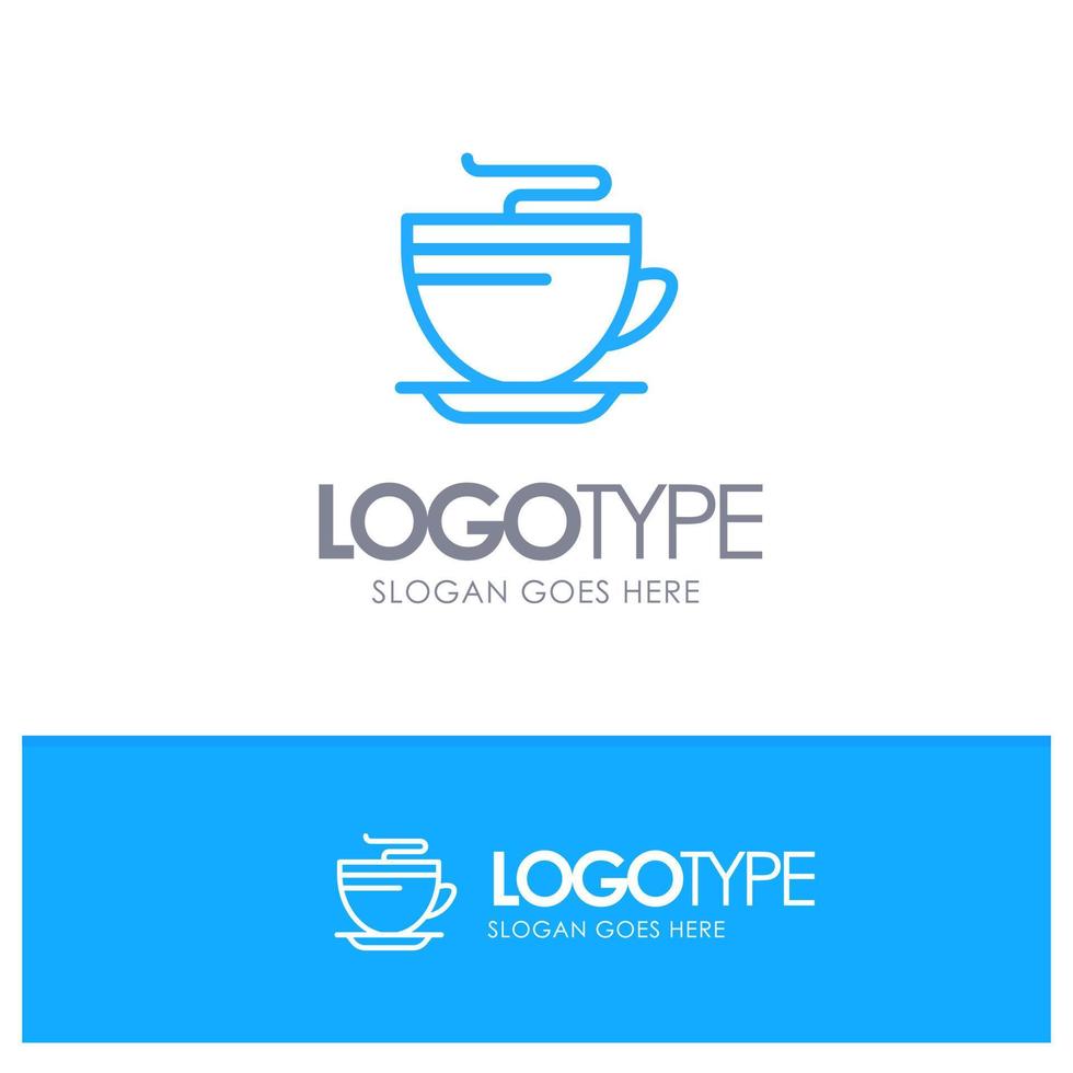 logotipo de contorno azul de limpieza de taza de té y café con lugar para el eslogan vector