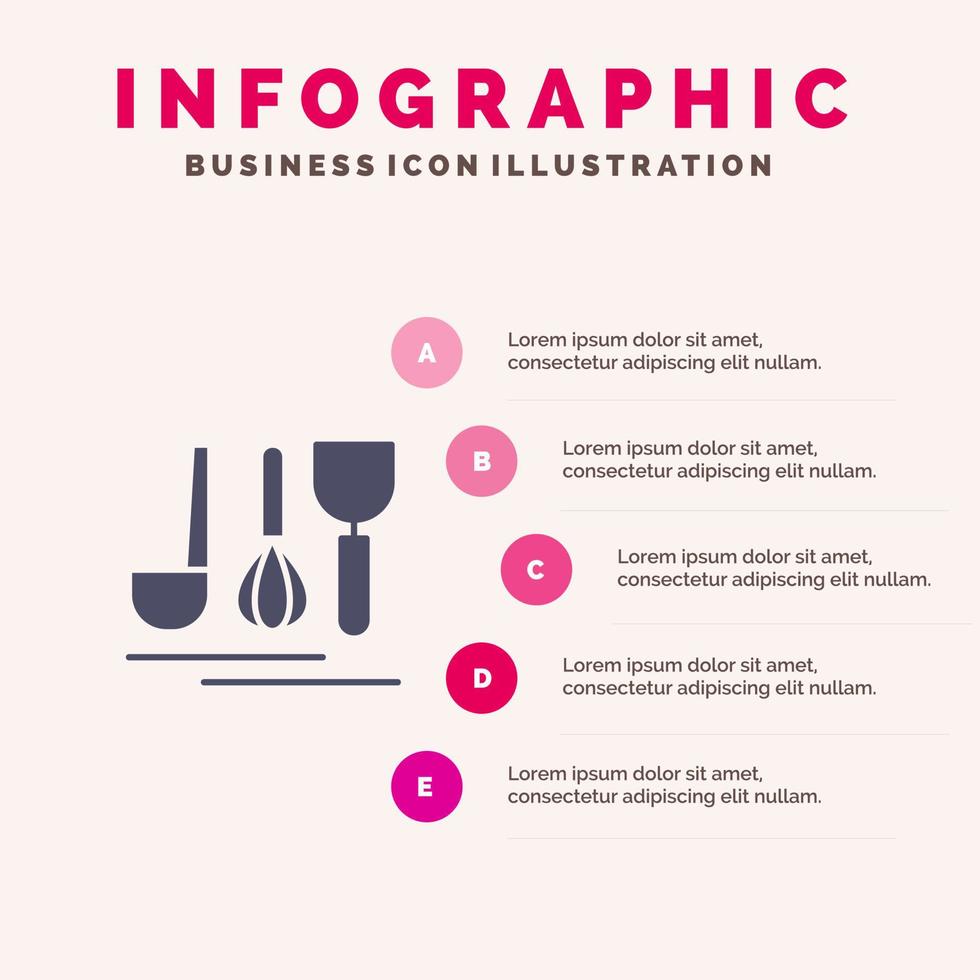 Cutlery Hotel Service Travel Infographics Presentation Template 5 Steps Presentation vector