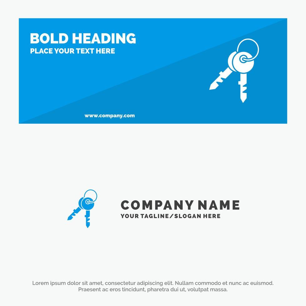 Keys Door House Home SOlid Icon Website Banner and Business Logo Template vector