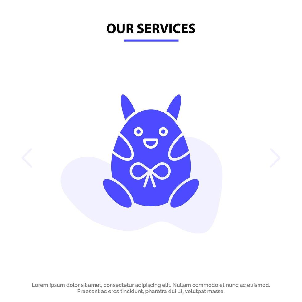 Our Services Chicken Easter Baby Happy Solid Glyph Icon Web card Template vector
