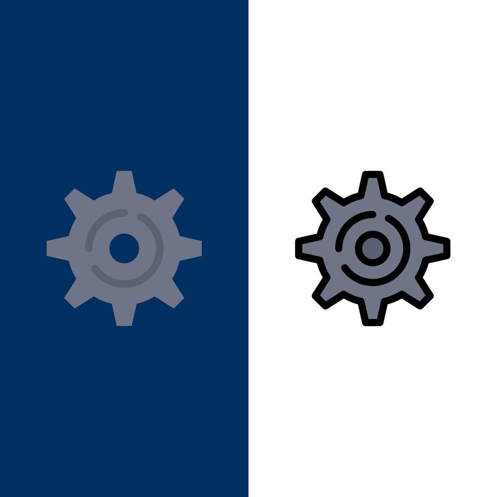 Internet Gear Setting  Icons Flat and Line Filled Icon Set Vector Blue Background