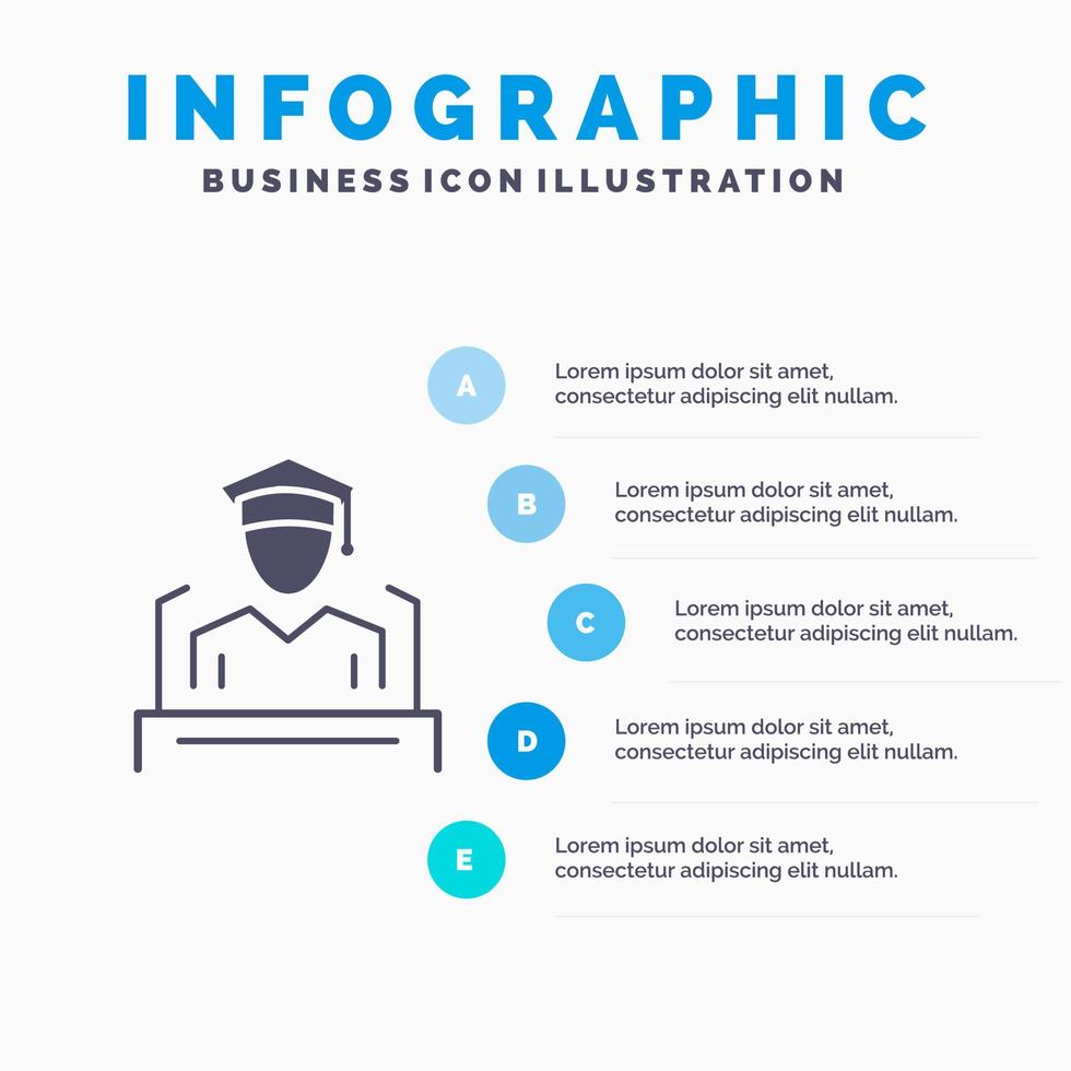 tapa educación graduación discurso sólido icono infografía 5 pasos presentación antecedentes vector