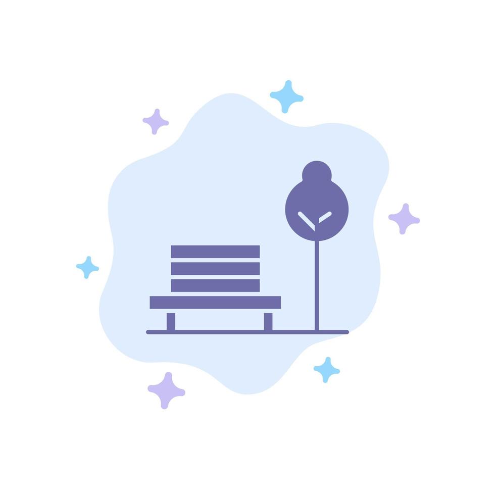Bench Chair Park Hotel Blue Icon on Abstract Cloud Background vector
