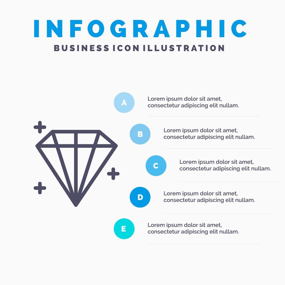 Diamond Jewel User Line icon with 5 steps presentation infographics Background vector