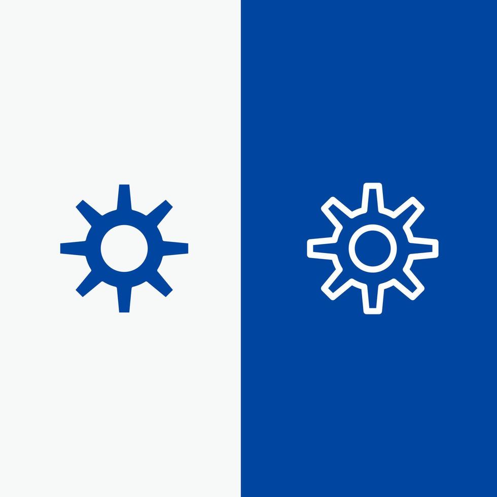 Gear Setting Wheel Line and Glyph Solid icon Blue banner Line and Glyph Solid icon Blue banner vector