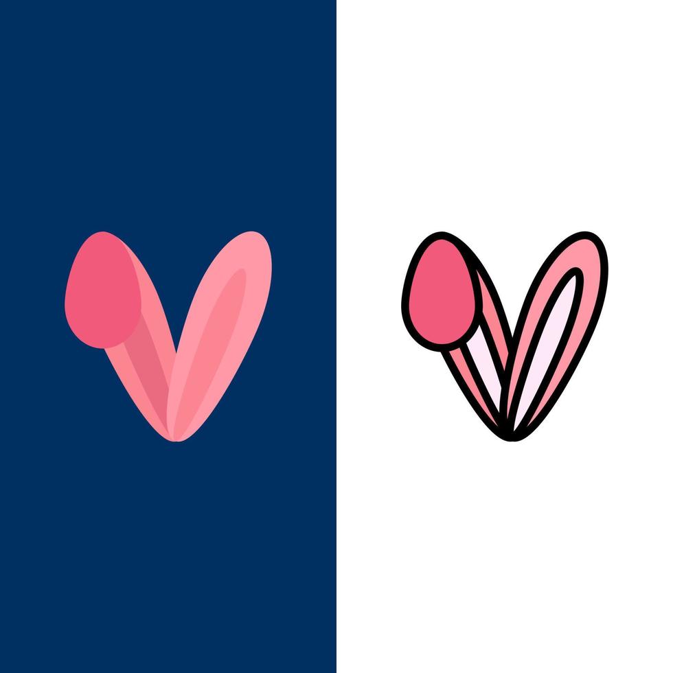 Animal Bunny Face Rabbit  Icons Flat and Line Filled Icon Set Vector Blue Background