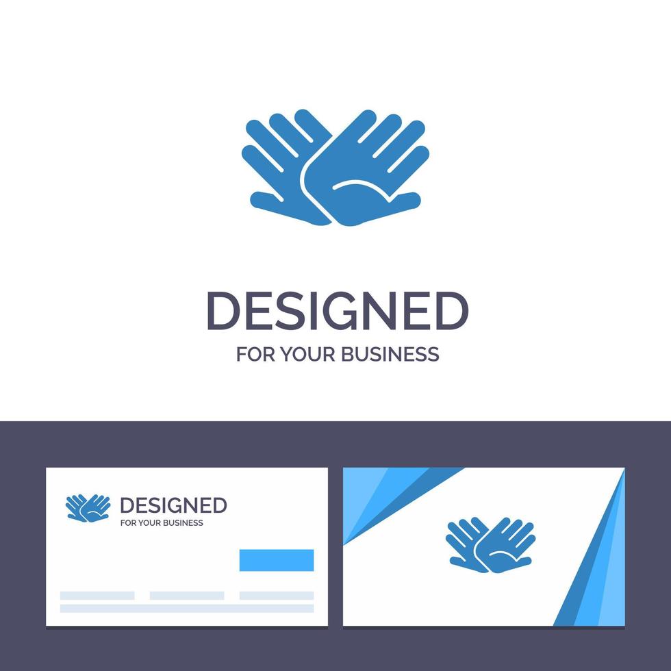 Creative Business Card and Logo template Charity Hands Help Helping Relations Vector Illustration