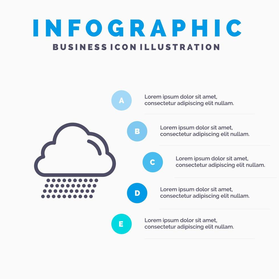 icono de línea de canadá de lluvia de nubes con fondo de infografía de presentación de 5 pasos vector