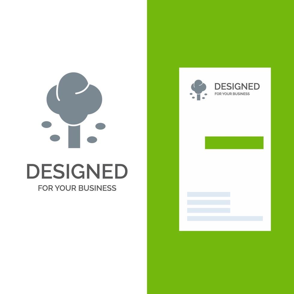 medio ambiente bosque verde verano árbol gris diseño de logotipo y plantilla de tarjeta de visita vector