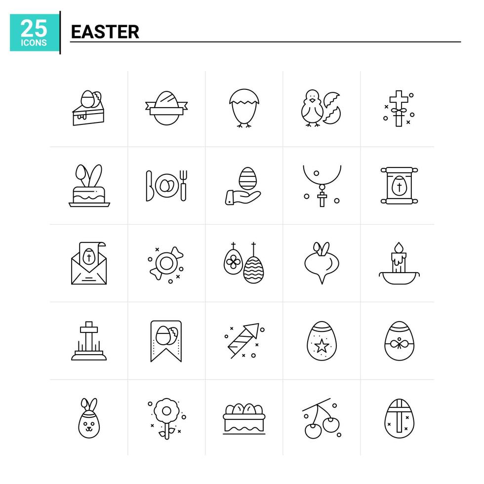 25 Easter icon set vector background