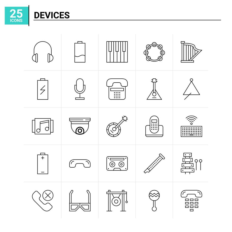 25 Devices icon set vector background