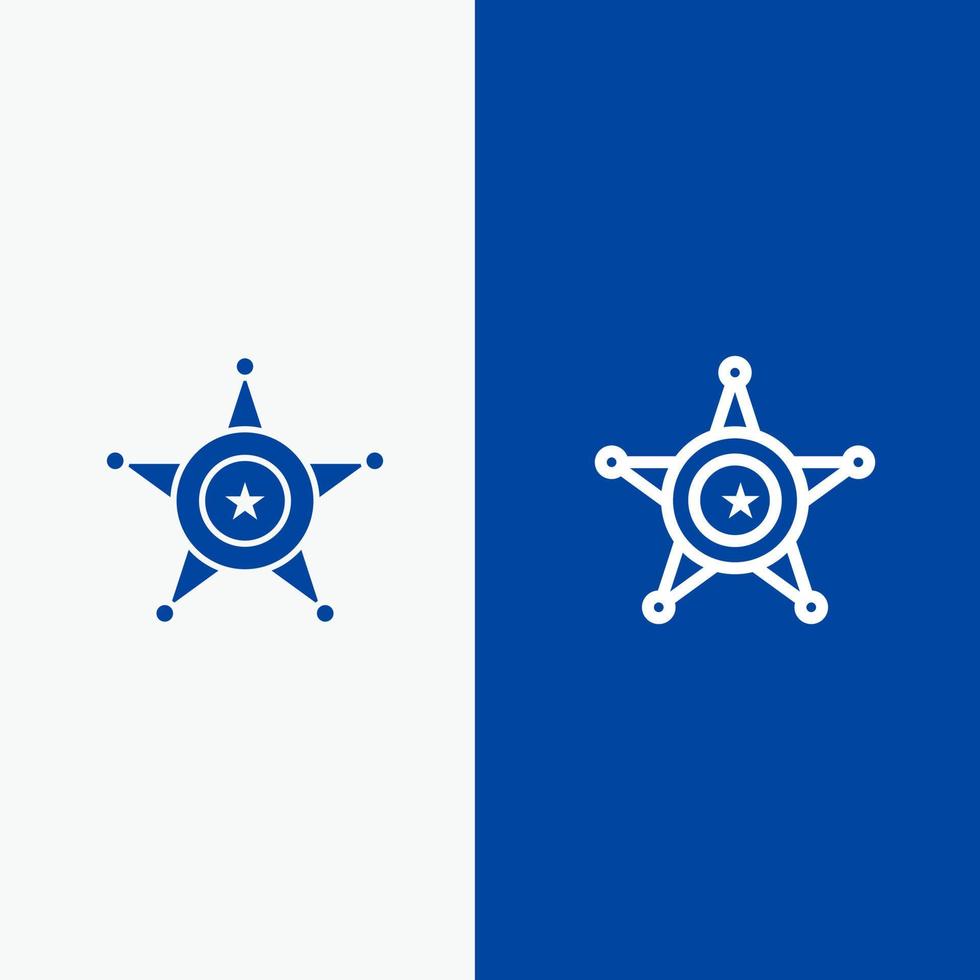 Men Police Star Usa Line and Glyph Solid icon Blue banner Line and Glyph Solid icon Blue banner vector