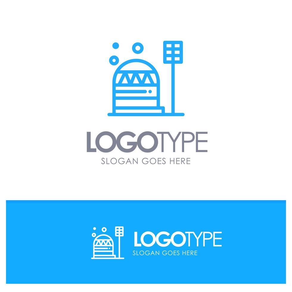 Base Colony Construction Dome Habitation Blue outLine Logo with place for tagline vector