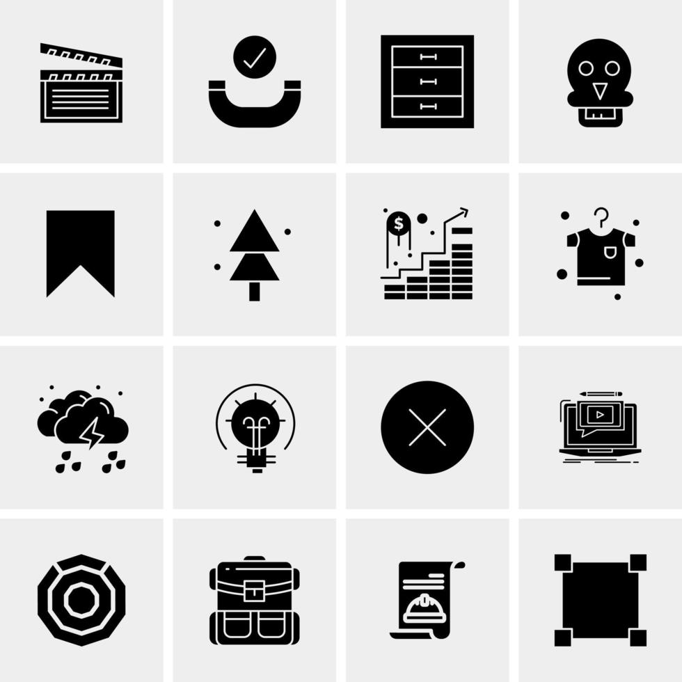 16 iconos de negocios universales vector ilustración de icono creativo para usar en proyectos relacionados con la web y dispositivos móviles