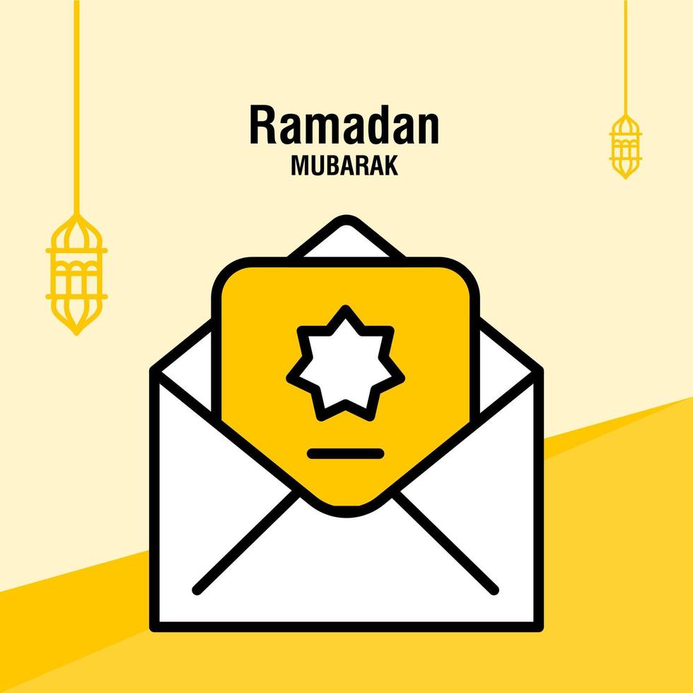 plantilla de saludo ramadan kareem media luna islámica y linterna árabe ilustración vectorial vector