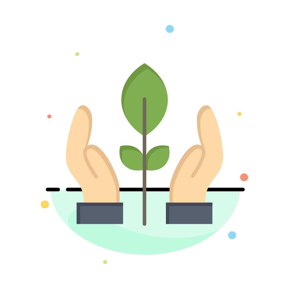 Conservation Plant Hand Energy Abstract Flat Color Icon Template vector