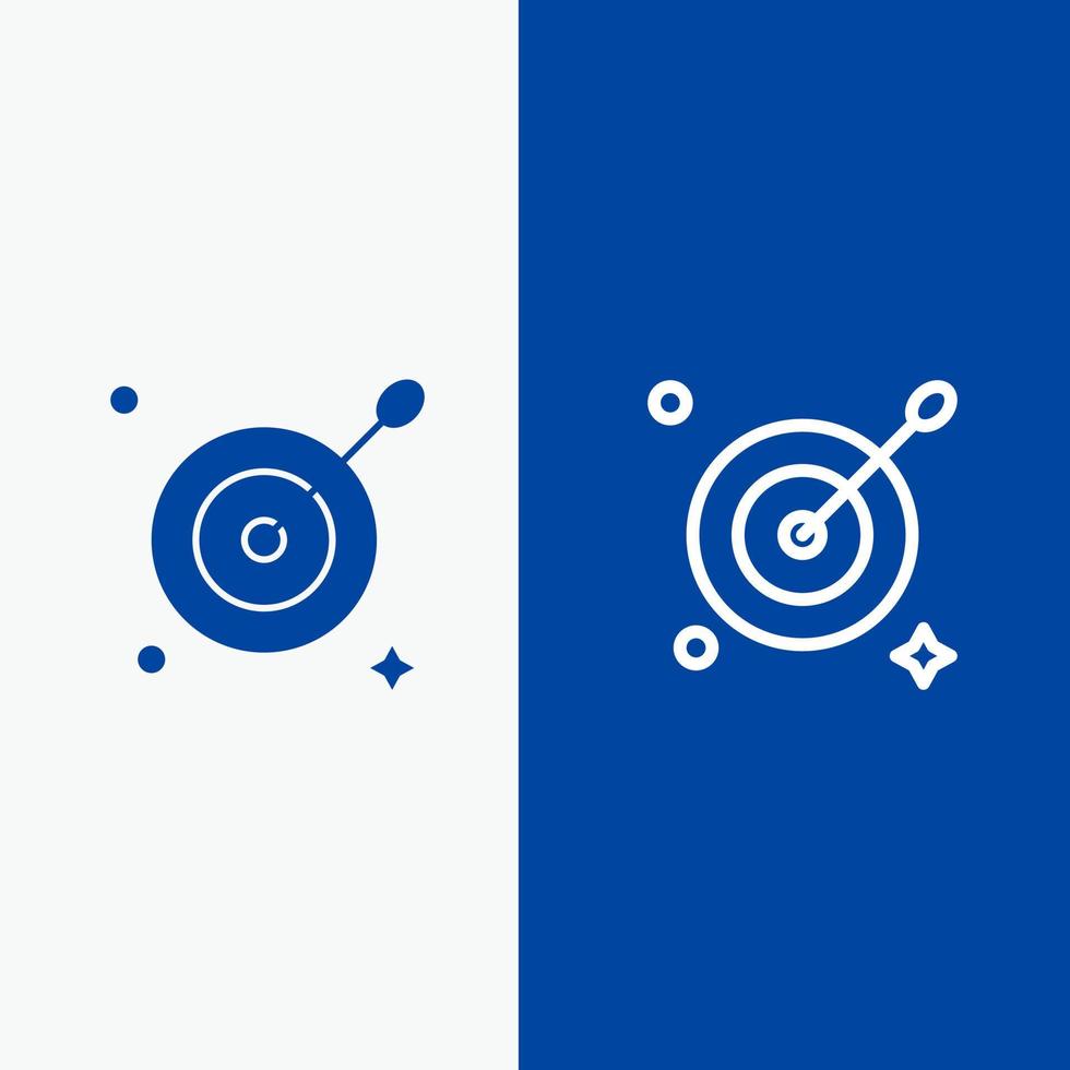 objetivo objetivo línea de flecha y glifo icono sólido bandera azul línea y glifo icono sólido bandera azul vector