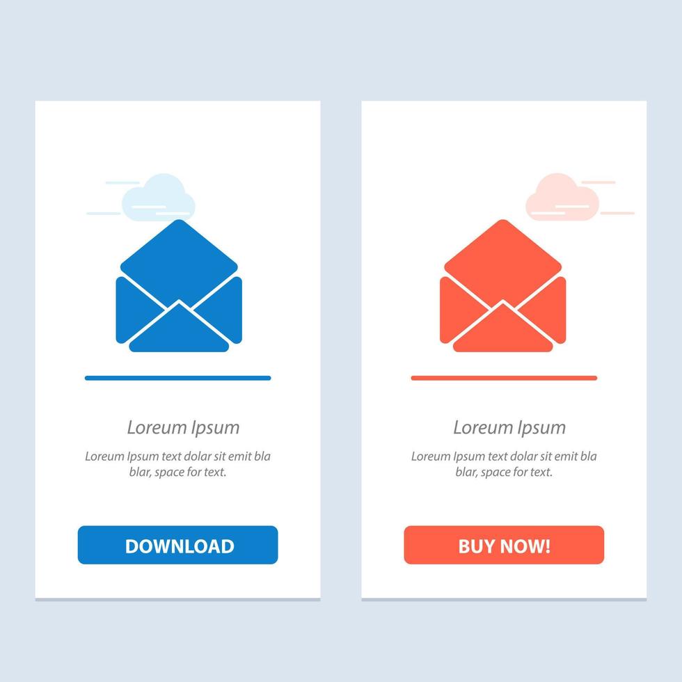 correo electrónico abrir azul y rojo descargar y comprar ahora plantilla de tarjeta de widget web vector
