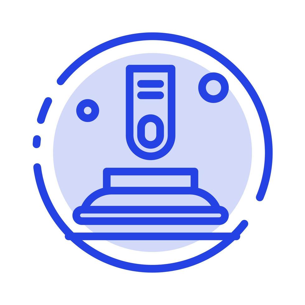 Press Button Finger Start Blue Dotted Line Line Icon vector