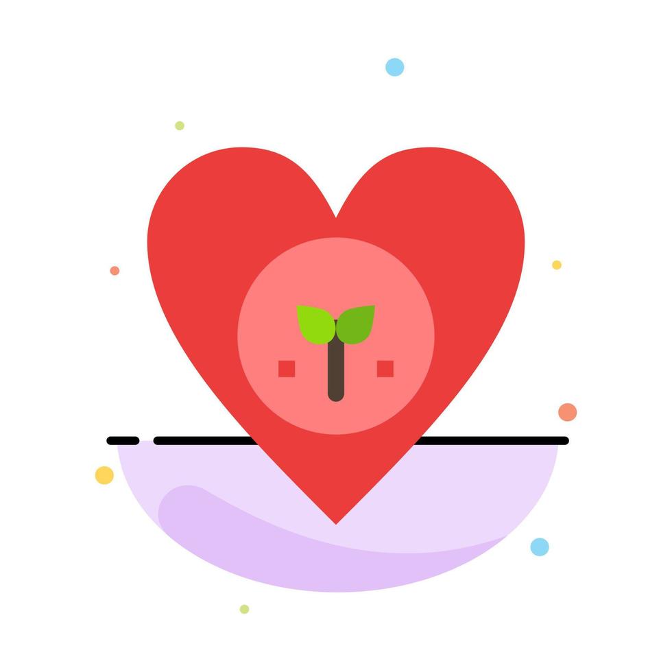 Ecology Environment Favorite Heart Like Abstract Flat Color Icon Template vector