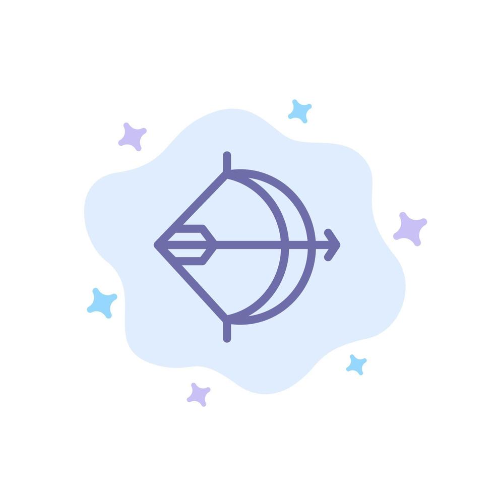 Aim Archery Arrow Bow Shoot Blue Icon on Abstract Cloud Background vector