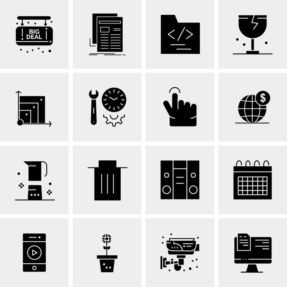 16 iconos de negocios universales vector ilustración de icono creativo para usar en proyectos relacionados con la web y dispositivos móviles