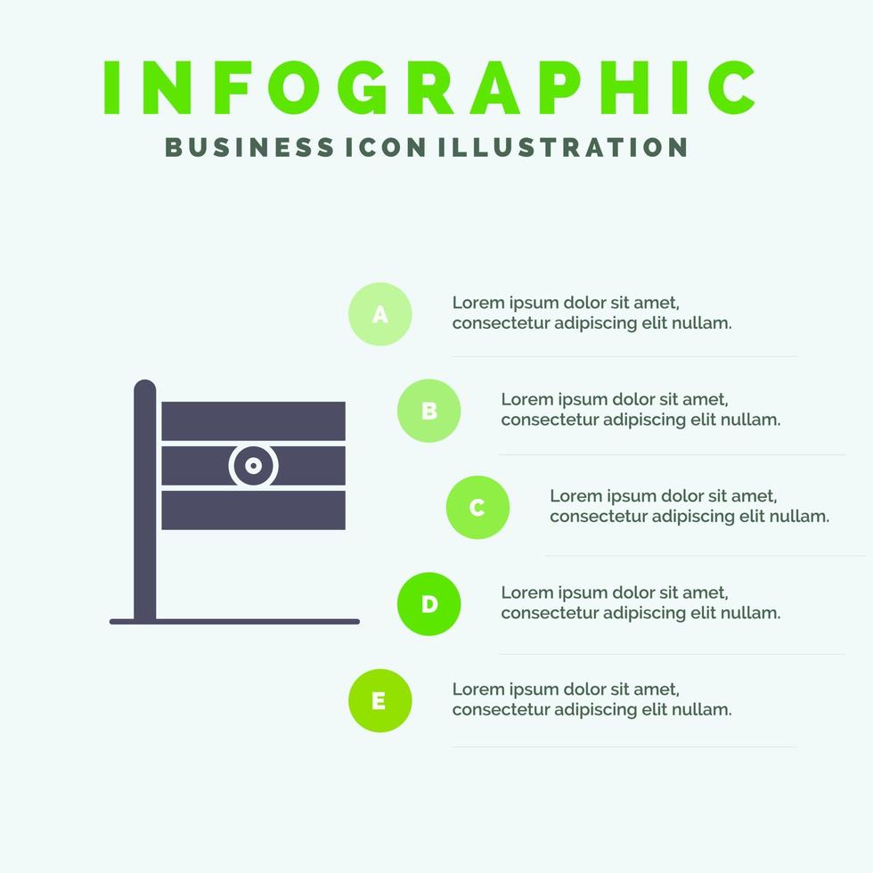 fondo de presentación de 5 pasos de infografía de icono sólido de día de signo de bandera india vector