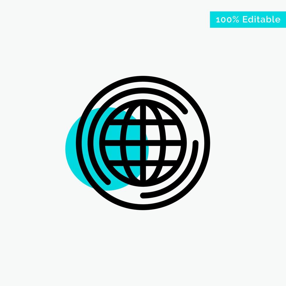 World Globe Big Think turquoise highlight circle point Vector icon