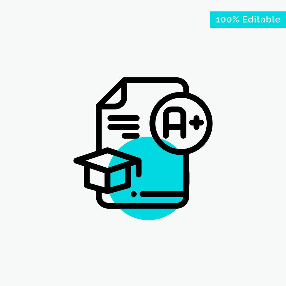 Document Cap Education Graduation A turquoise highlight circle point Vector icon