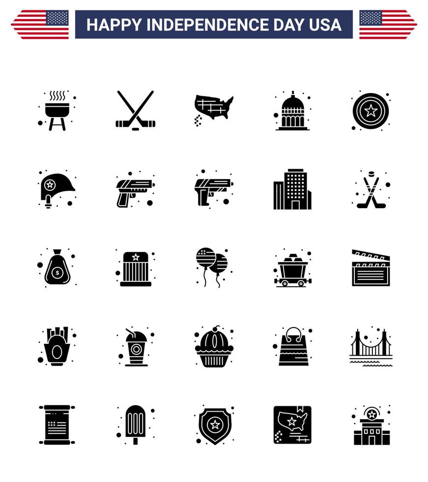 Set of 25 USA Day Icons American Symbols Independence Day Signs for sign police states usa indianapolis Editable USA Day Vector Design Elements