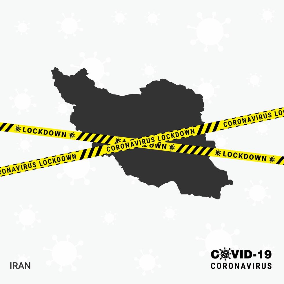 plantilla de bloqueo de mapa de irancountry para pandemia de coronavirus para detener la transmisión de virus plantilla de concientización covid 19 vector