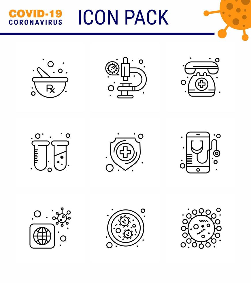 25 conjunto de iconos de emergencia de coronavirus diseño azul como médico de laboratorio de atención médica en tubos de llamada química coronavirus viral 2019nov elementos de diseño de vectores de enfermedad