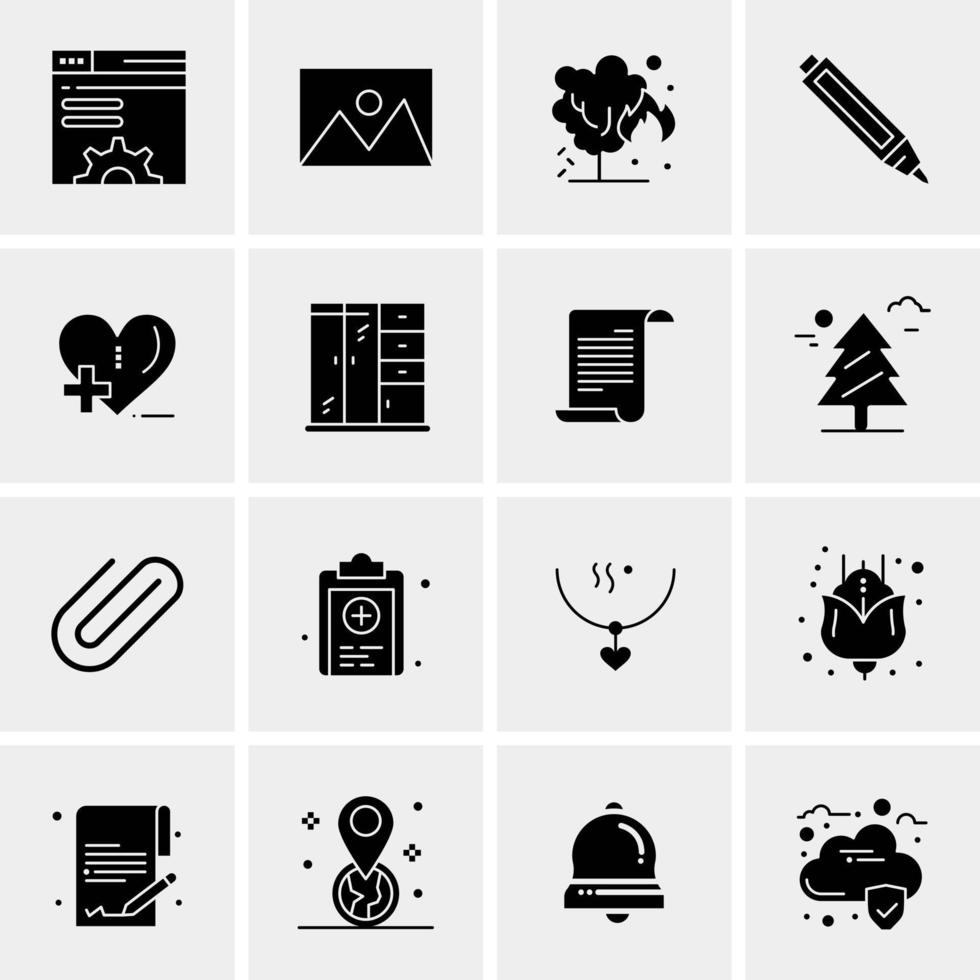 16 iconos de negocios universales vector ilustración de icono creativo para usar en proyectos relacionados con la web y dispositivos móviles