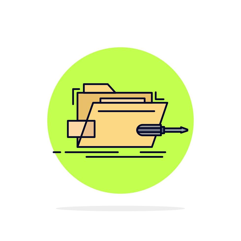 Folder repair skrewdriver tech technical Flat Color Icon Vector