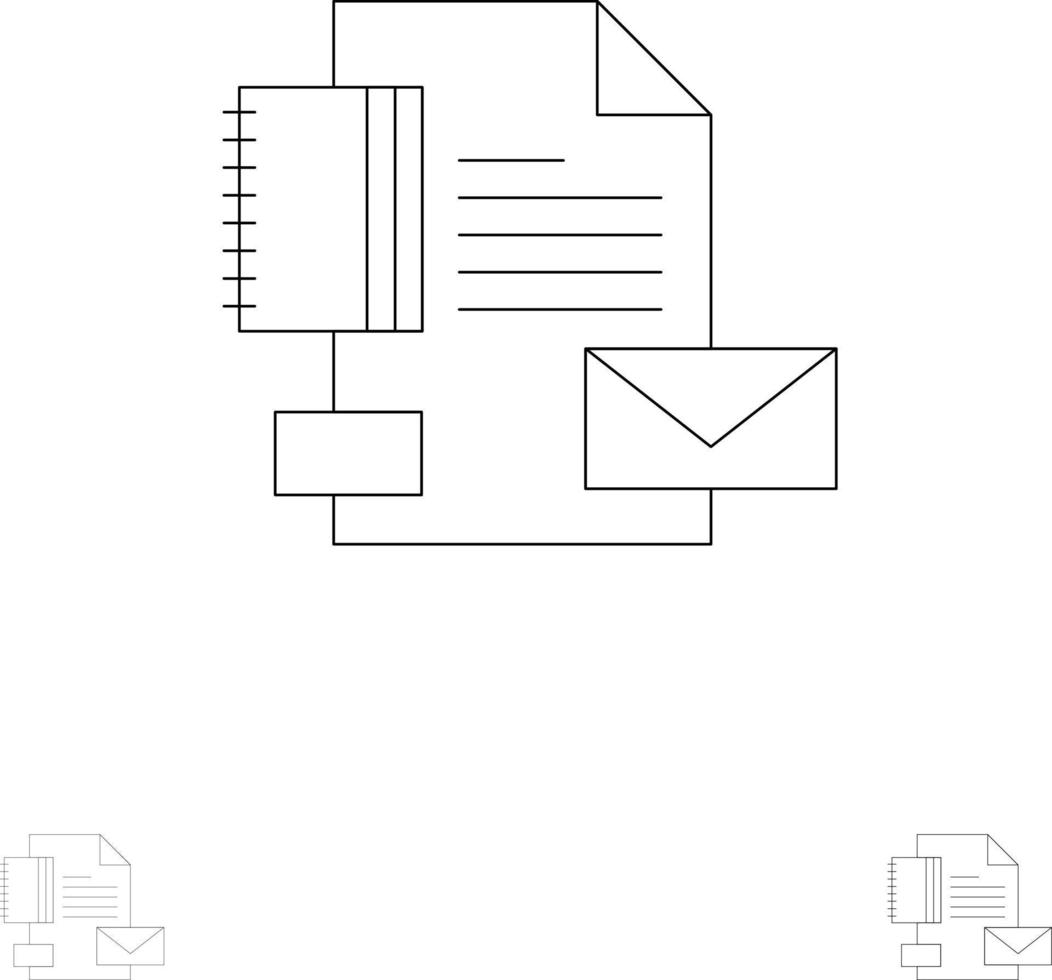 conjunto de iconos de línea negra fina y audaz identidad de empresa de marca de marca vector